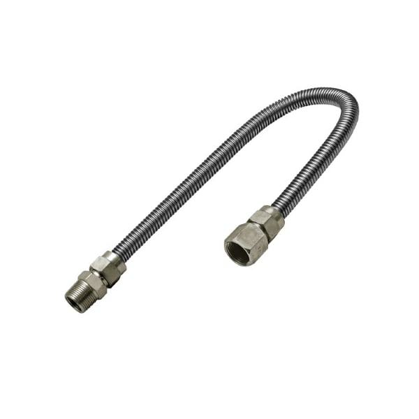 Flextron Gas Line Hose 1/2'' O.D. x 24'' Length 3/8" FIP x MIP Fittings, Stainless Steel Flexible Connector FTGC-SS38-24I - main